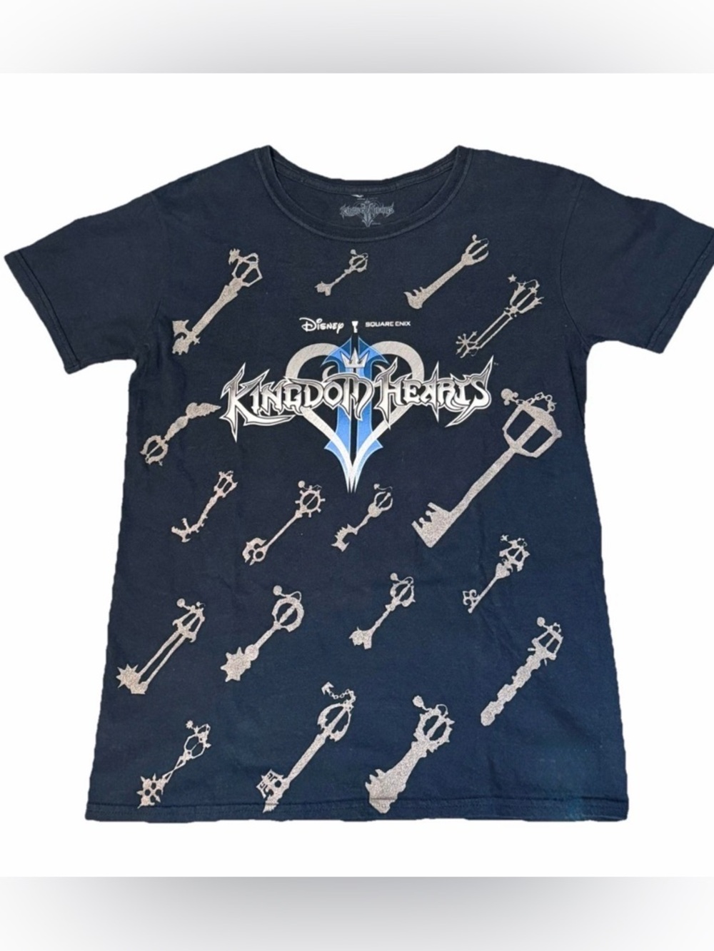 Kingdom Hearts Black Graphic Tee for Kids - Disney Square Enix size Small